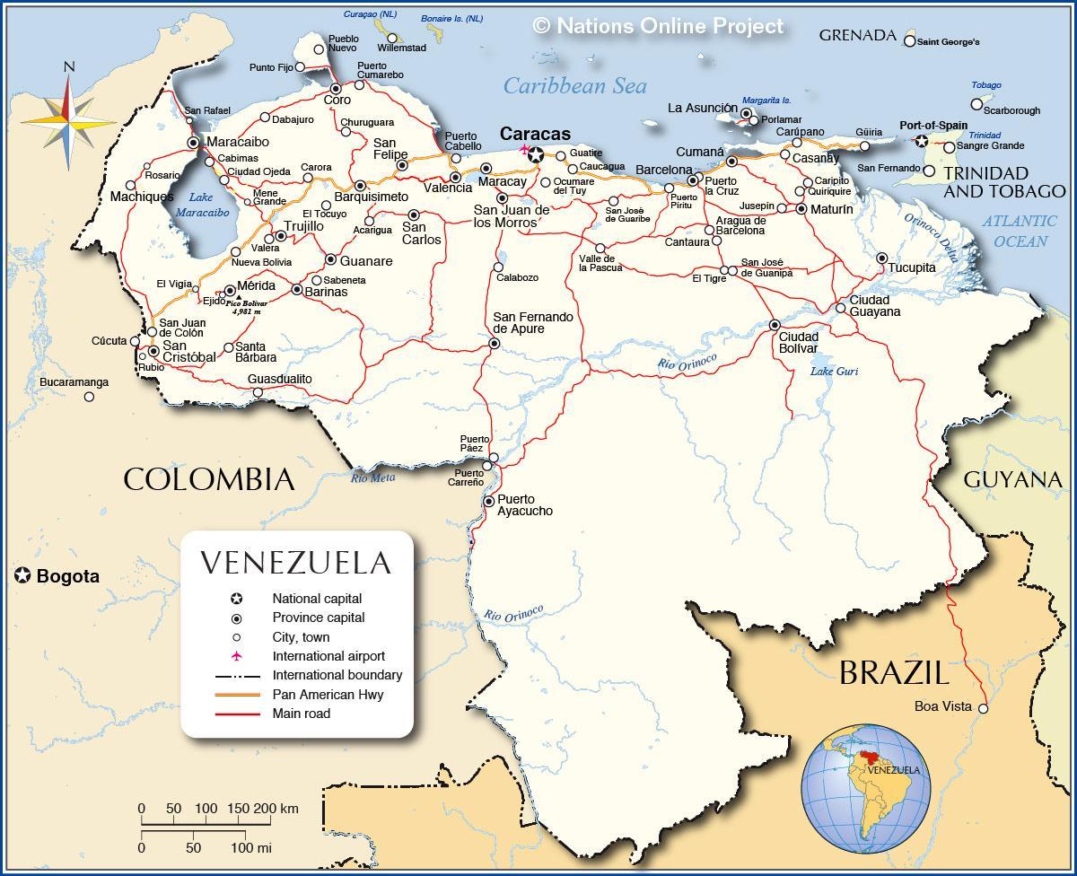 detaljert kart over venezuela