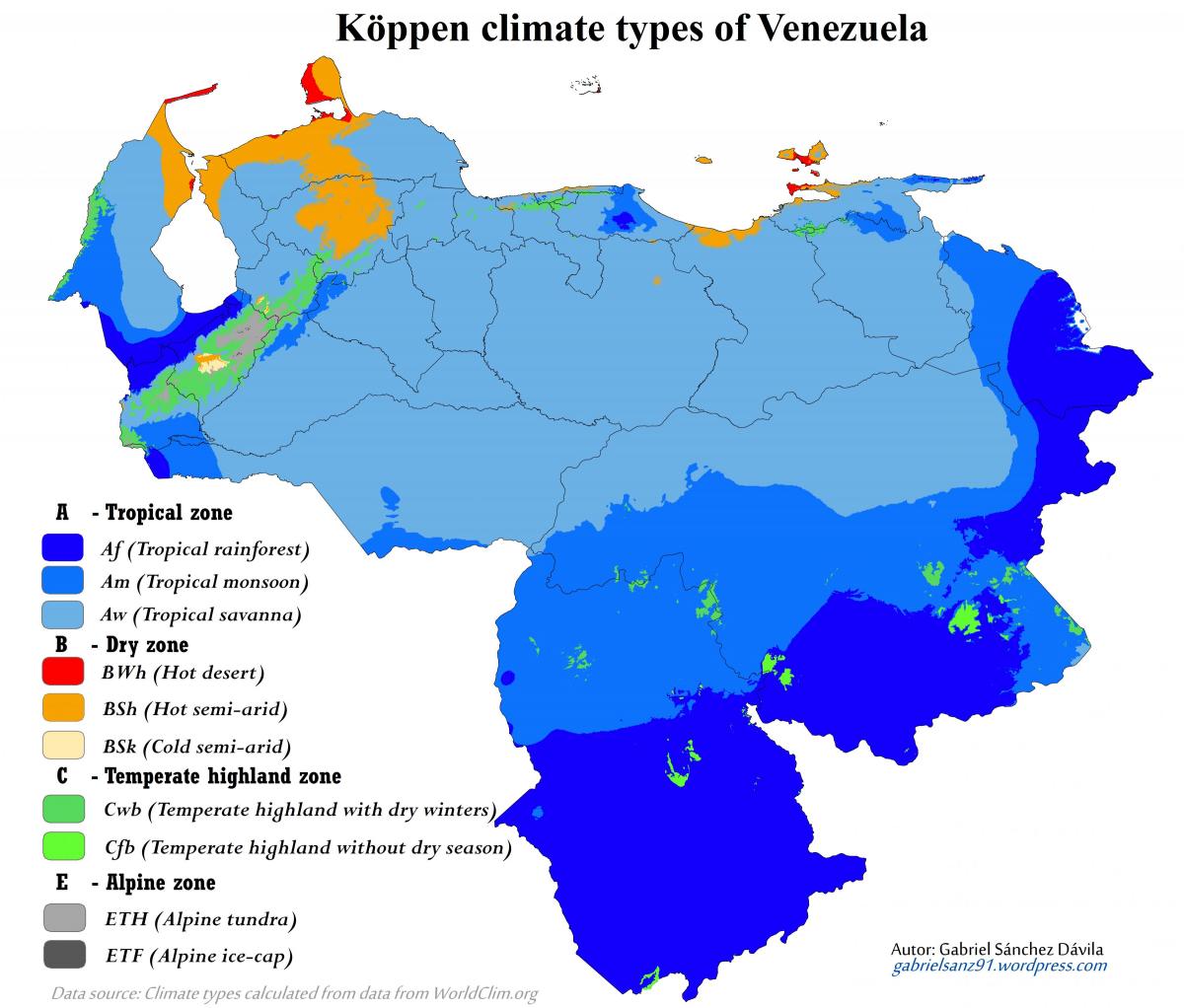 kart over venezuela klima