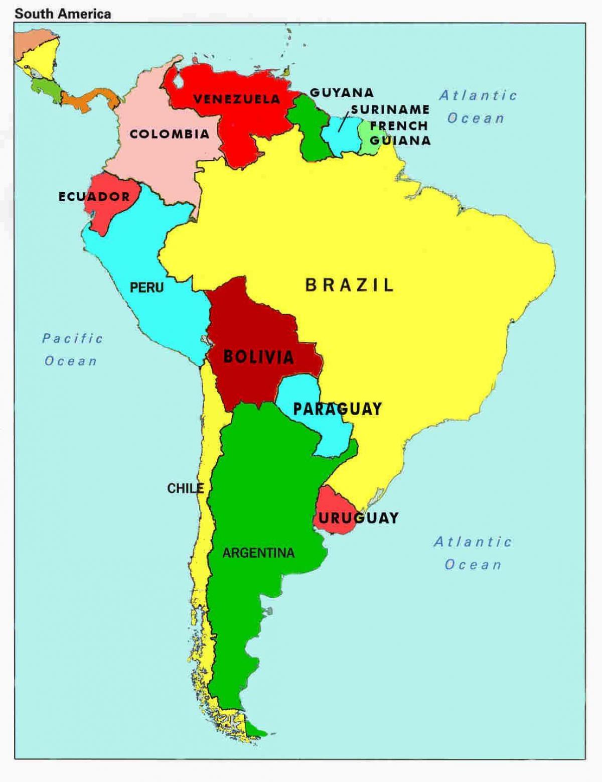 kart over venezuela og omkringliggende land