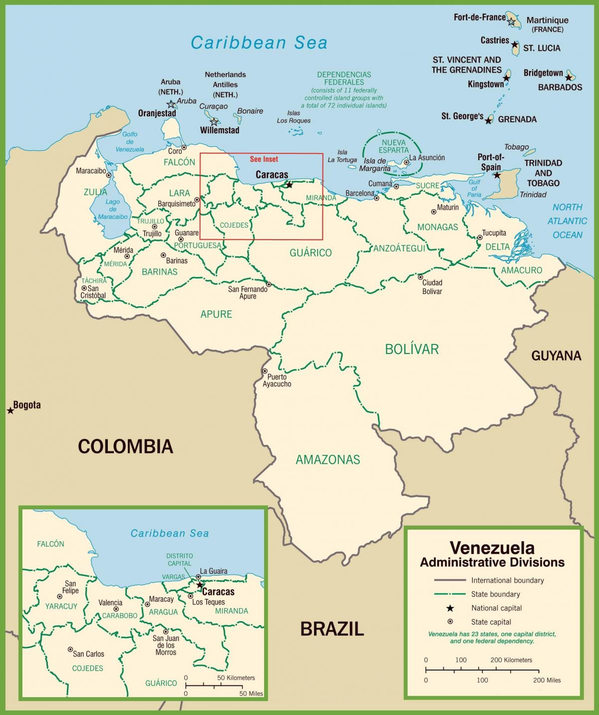 kart over venezuela politiske