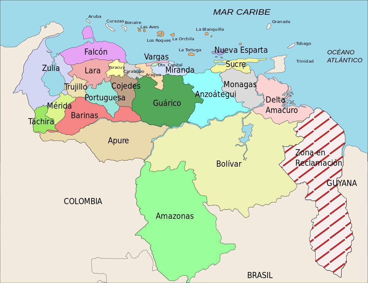 kart over venezuela stater