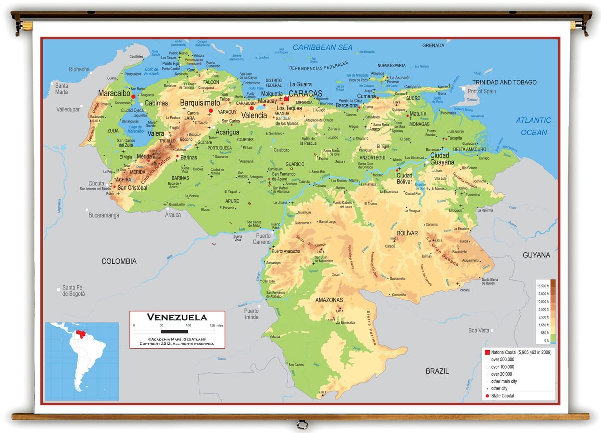 kart over venezuela høyde