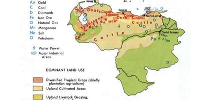 Kart over venezuela naturressurser